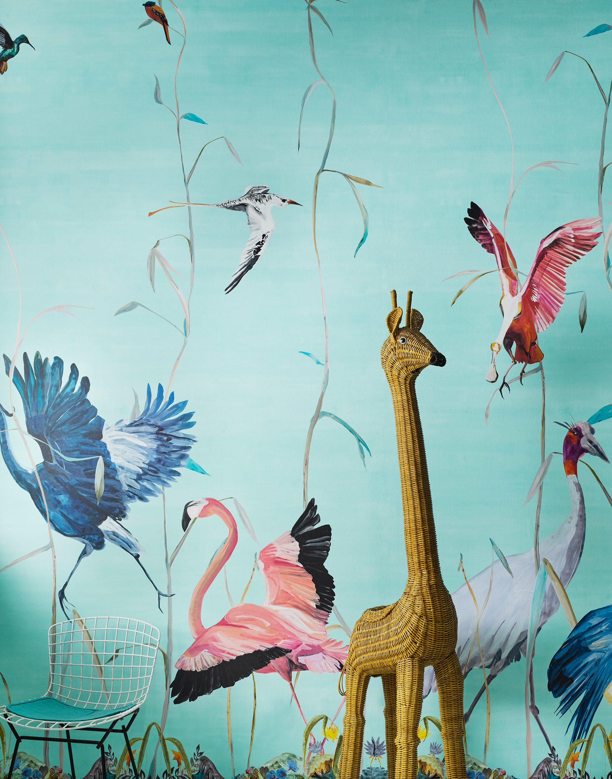 Birds Blue Scenic Wallpaper