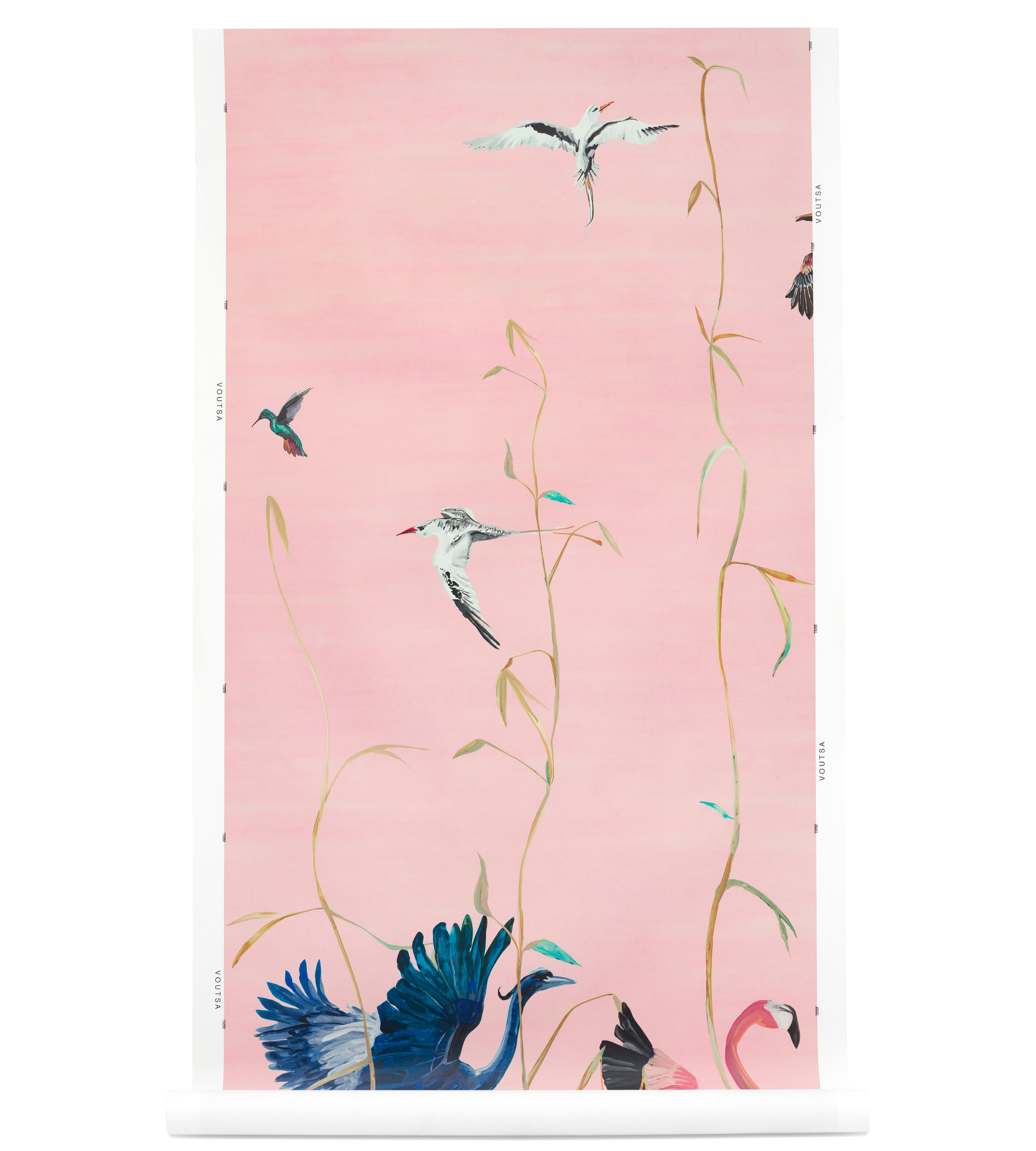 Birds Pink Scenic Wallpaper
