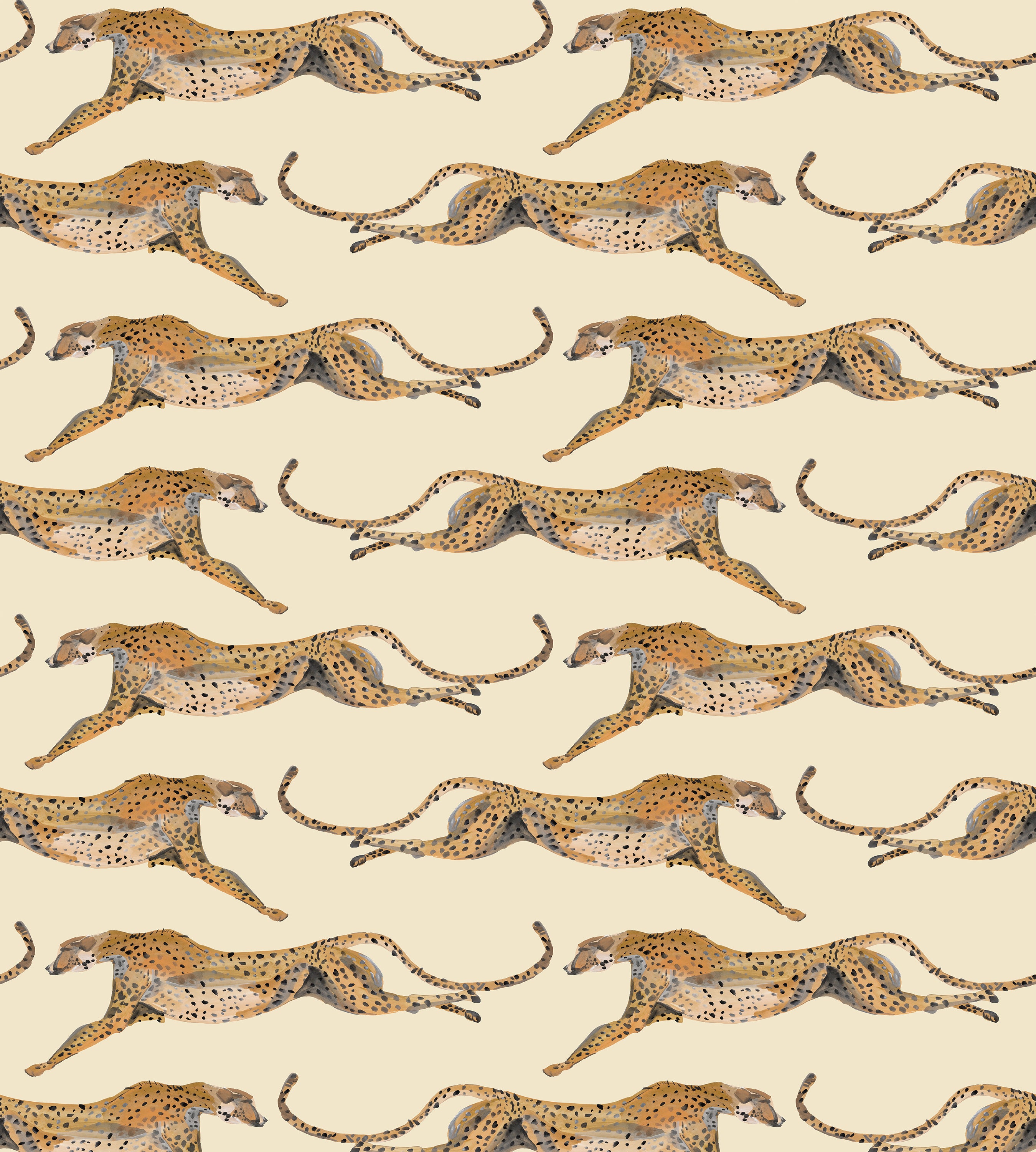 Cheetahs Leaping Beige Wallpaper