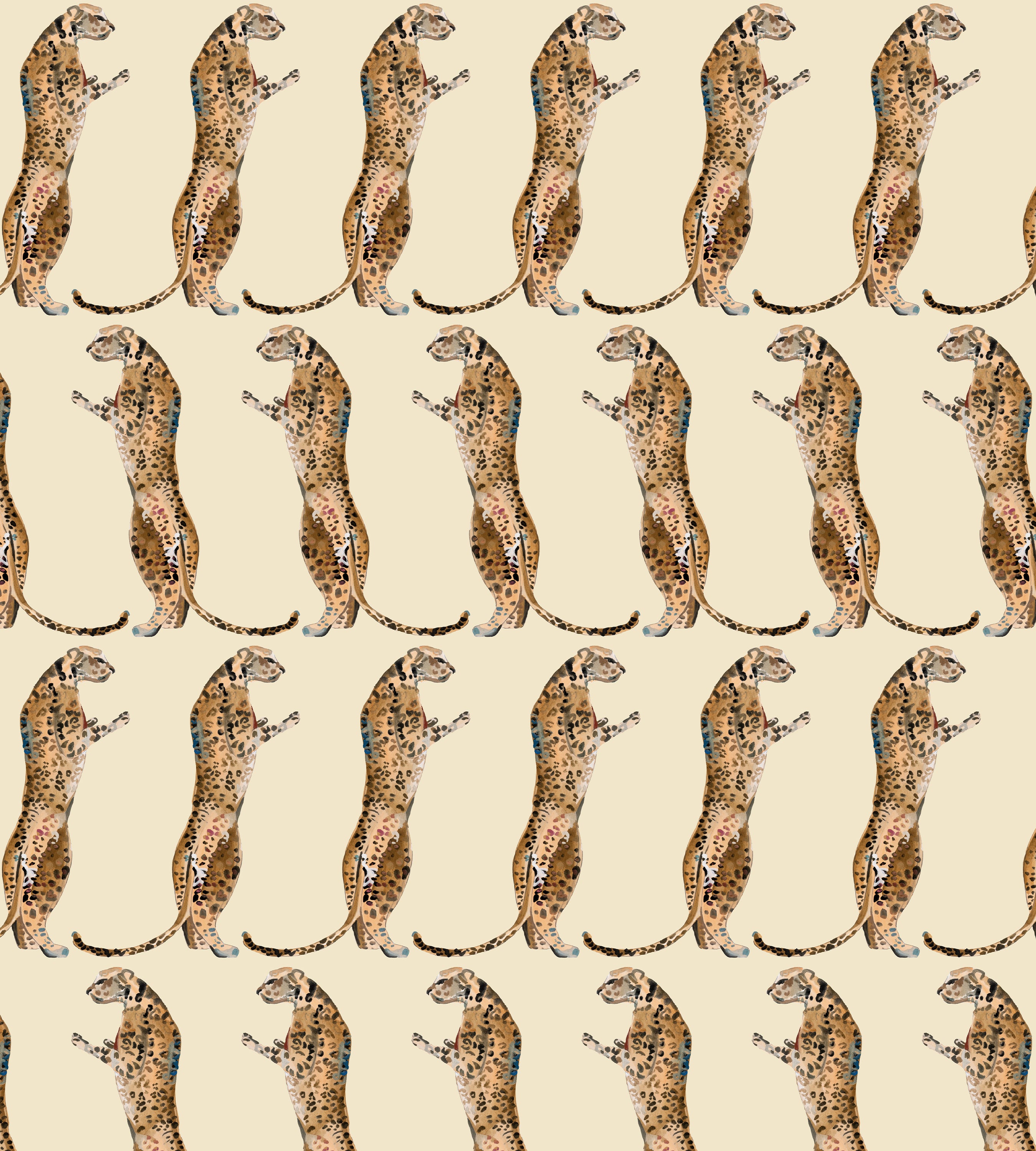 Leopards Standing Beige Wallpaper