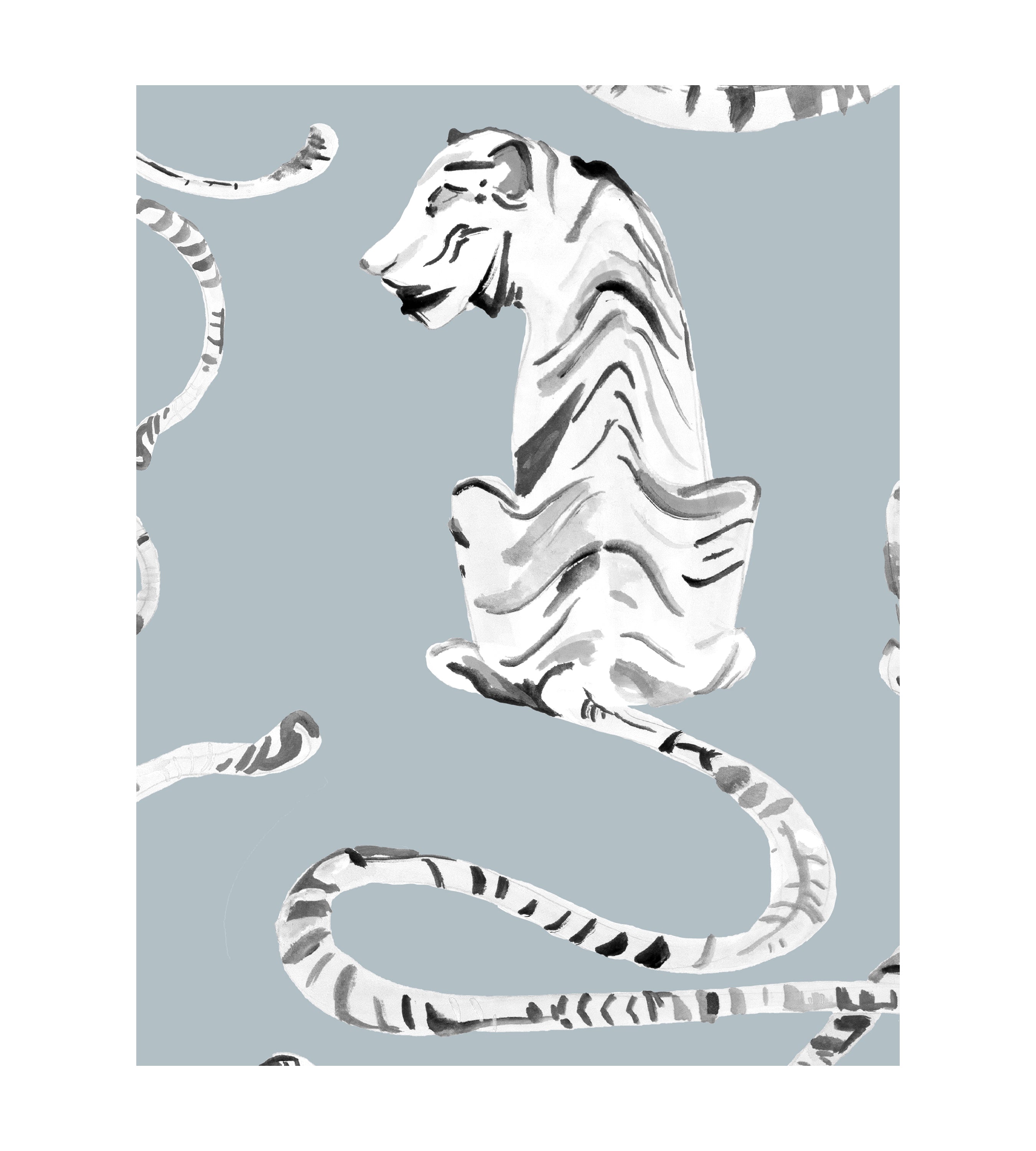 Tigers and Tails Parma Gray Wallpaper